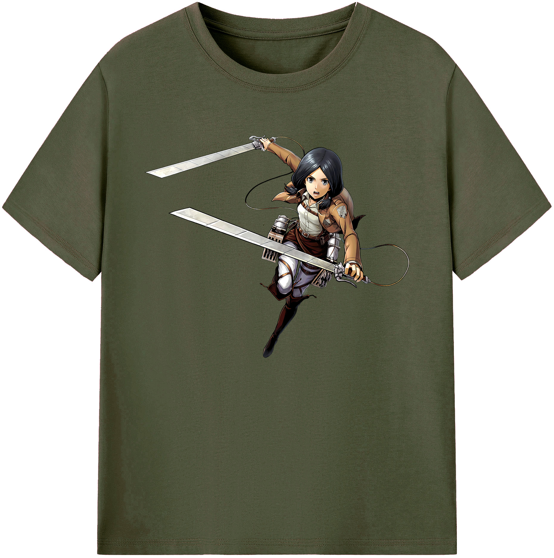 （画像用） 進撃の巨人 ミカサ·アッカーマン Attack on Titan Mikasa Ackerman 綿100％ メンズ半袖Tシャツ｜肌触りやわらか＆通気性